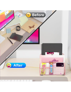 Organizador de correo Gianotter de metal 3 compartimentos Oro Rosa 2