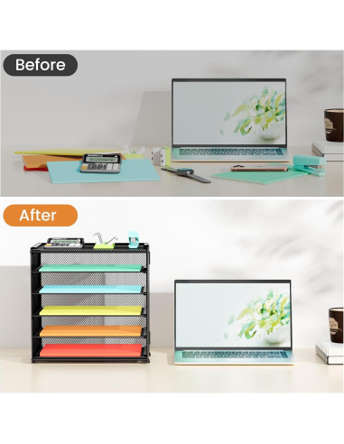 Organizador de Papel de Escritorio Biciyarn 6 Niveles Negro