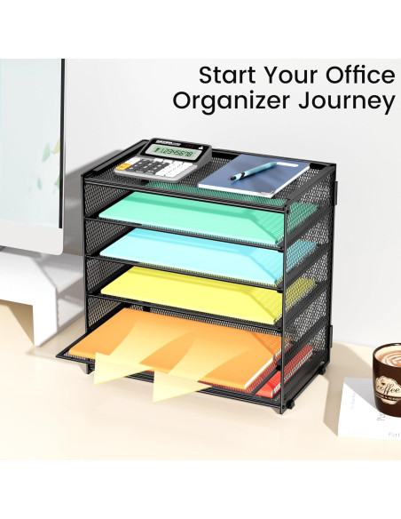 Organizador de Papel de Escritorio Biciyarn 6 Niveles Negro