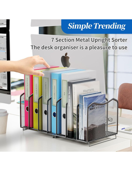 Organizador de Archivos de Malla Simple Trending 7 Secciones Negro