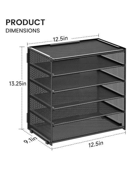 Organizador de Papel de Escritorio Biciyarn 6 Niveles Negro