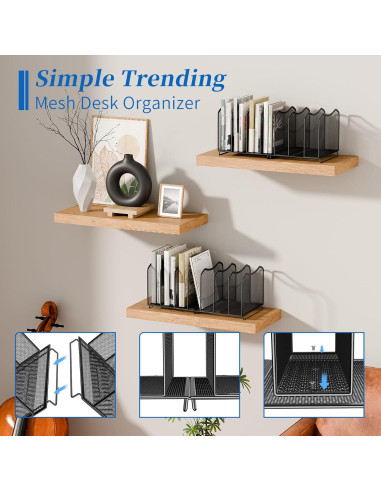 Organizador de Archivos de Malla Simple Trending 7 Secciones Negro