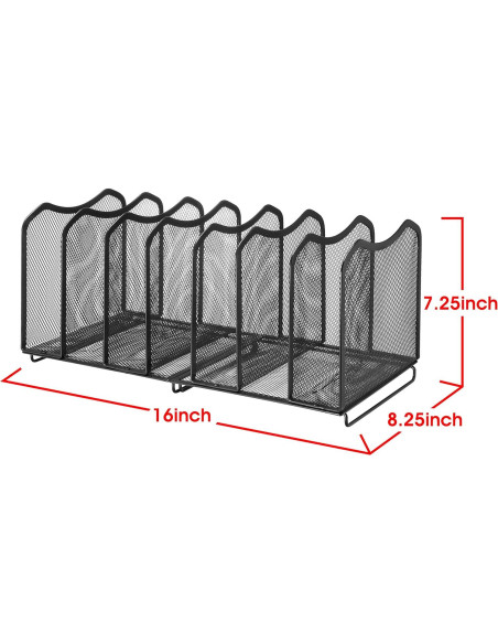 Organizador de Archivos de Malla Simple Trending 7 Secciones Negro