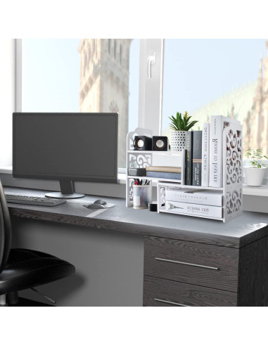 Estantería de Escritorio YGYQZ Blanca 65x17x38 cm Moderna