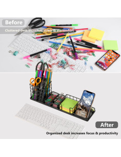 Organizador de Escritorio Topwey 7 en 1 Negro DIY 2