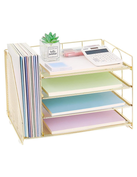 Organizador de Escritorio OPNICE Dorado 4 Niveles Metal