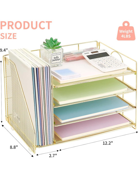 Organizador de Escritorio OPNICE Dorado 4 Niveles Metal