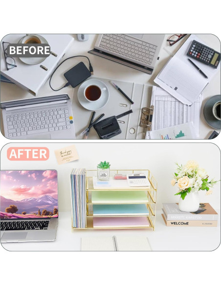 Organizador de Escritorio OPNICE Dorado 4 Niveles Metal