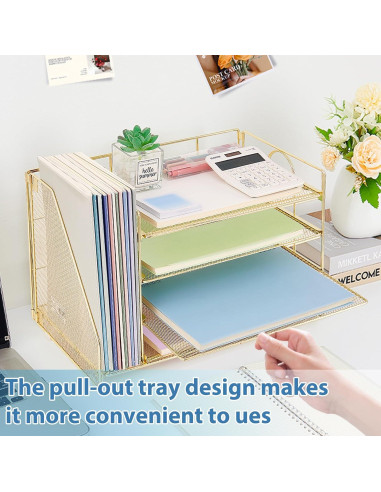 Organizador de Escritorio OPNICE Dorado 4 Niveles Metal