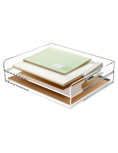 Bandeja apilable de acrílico SANRUI - 2 niveles A4 31.5x22.5cm