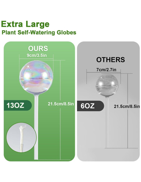 4PCS Esferas de Riego Automáticas Histely 368.5ml Vidrio