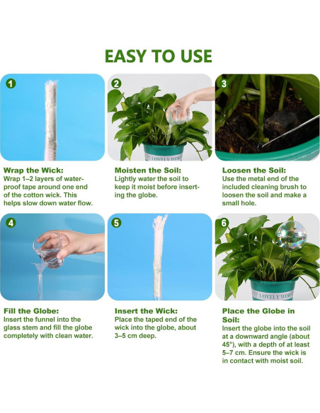 4PCS Esferas de Riego Automáticas Histely 368.5ml Vidrio