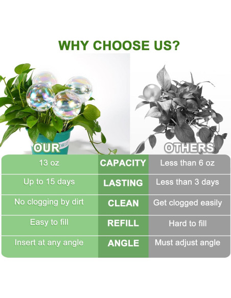 4PCS Esferas de Riego Automáticas Histely 368.5ml Vidrio