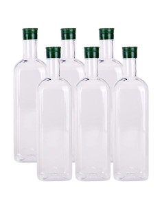 Paquete de 6 Botellas Vacías de 1000ml B SEPOR Cuadradas PET