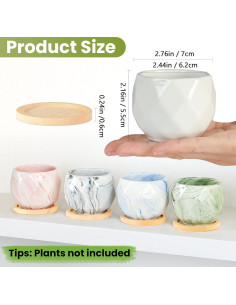 Macetas de Cerámica Azul EGKamh 6.99x5.49cm con Drenaje 2