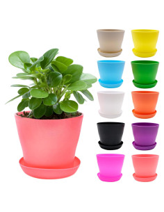 Set de 10 Macetas Coloridas BLLREMIPSUR con Bandejas 10 cm