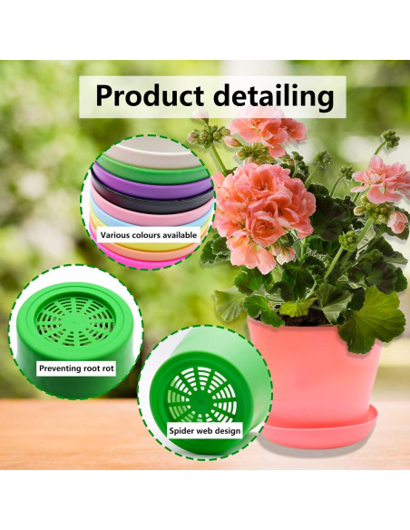 Set de 10 Macetas Coloridas BLLREMIPSUR con Bandejas 10 cm