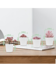 Juego de 4 Macetas Mini Suculentas Falsas Uguisu Rosa Púrpura 2