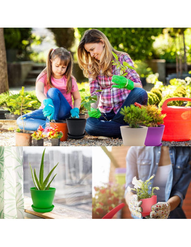 Set de 10 Macetas Coloridas BLLREMIPSUR con Bandejas 10 cm