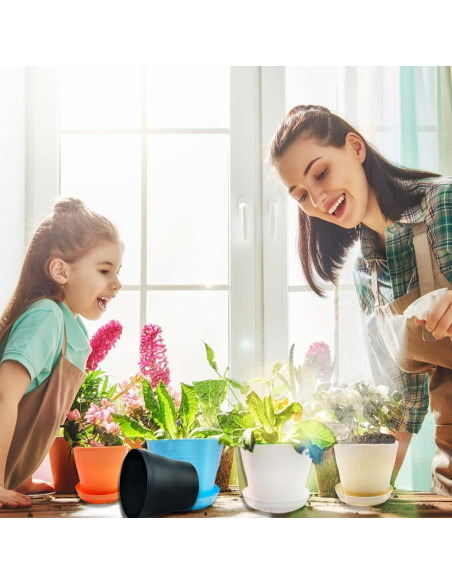 Set de 10 Macetas Coloridas BLLREMIPSUR con Bandejas 10 cm