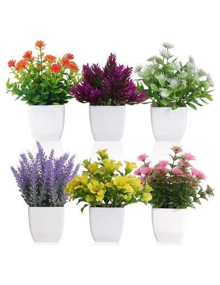 6 Plantas Artificiales en Maceta Yoratee para Decoración Interior