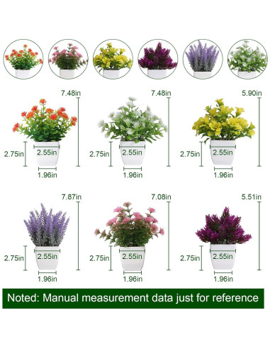 6 Plantas Artificiales en Maceta Yoratee para Decoración Interior