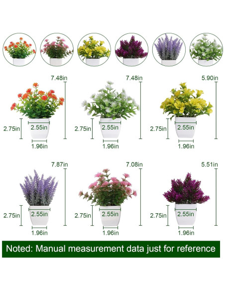 6 Plantas Artificiales en Maceta Yoratee para Decoración Interior