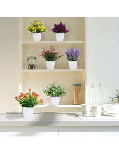6 Plantas Artificiales en Maceta Yoratee para Decoración Interior