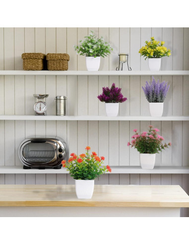 6 Plantas Artificiales en Maceta Yoratee para Decoración Interior