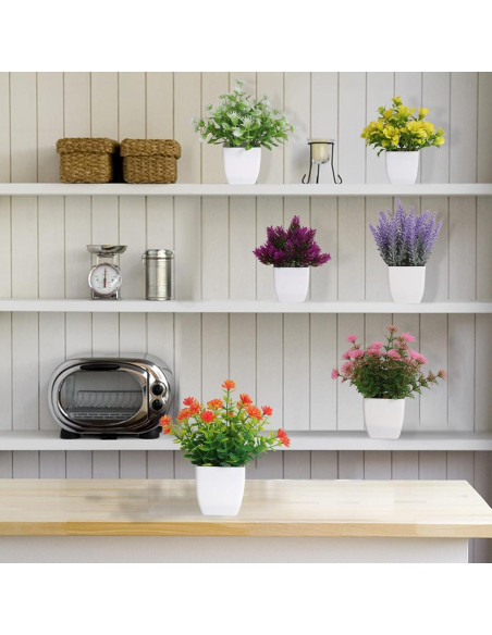 6 Plantas Artificiales en Maceta Yoratee para Decoración Interior