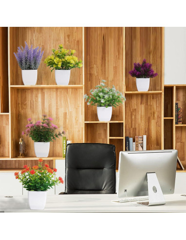 6 Plantas Artificiales en Maceta Yoratee para Decoración Interior