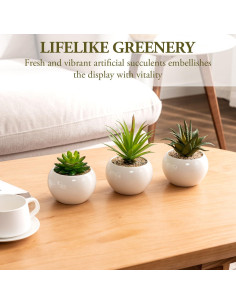 Set de 3 Mini Suculentas Artificiales MyGift en Macetas Cerámicas 2