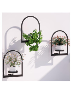 Soporte de Planta de Pared Flenpptly 3 Paquete Negro 40x30 cm