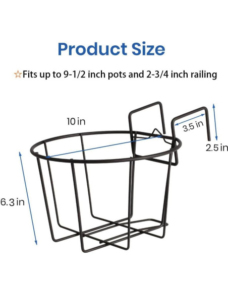 Jardinera Colgante de Barandilla TreeLen 25.4cm 3 Piezas Metal Jardinera Colgante de Barandilla TreeLen 25.4cm 3 Piezas Metal