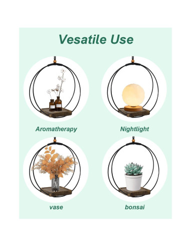 Maceta Colgante Vensovo para Plantas de Interior - 1 Pcs con Soporte de Metal y Base de Madera