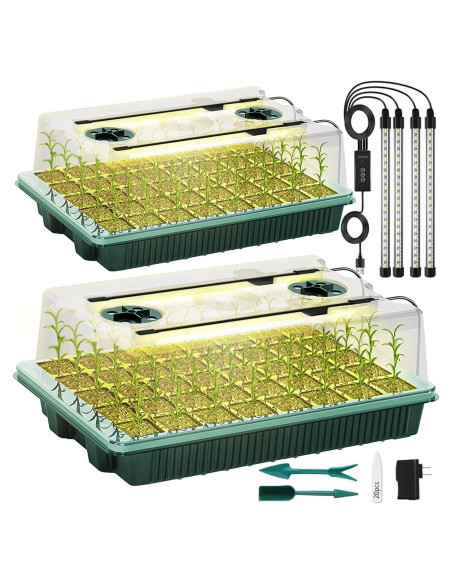 Bandeja de Inicio de Semillas SZSJA con Luz Ajustable 80 Celdas