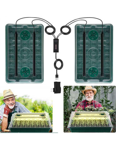 Bandeja de Inicio de Semillas SZSJA con Luz Ajustable 80 Celdas