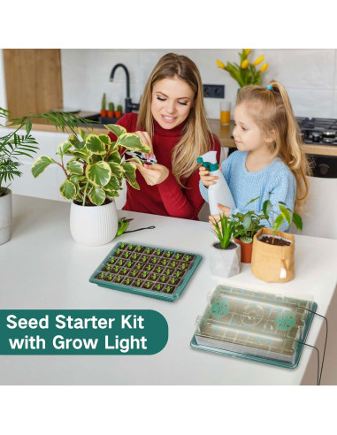 Bandeja de Inicio de Semillas SZSJA con Luz Ajustable 80 Celdas