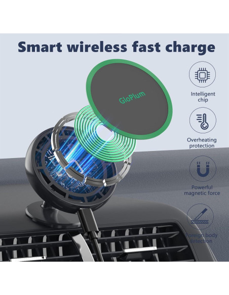 Soporte Carga Inalámbrica Magnético Gloplum para iPhone 15/14/13