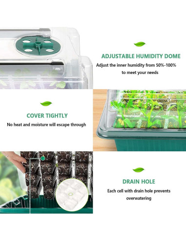 Bandeja de Inicio de Semillas SZSJA con Luz de Crecimiento 80 Celdas