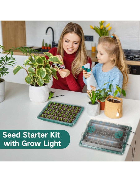 Bandeja de Inicio de Semillas SZSJA con Luz de Crecimiento 80 Celdas