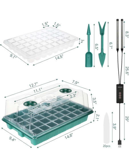 Bandeja de Inicio de Semillas SZSJA con Luz de Crecimiento 80 Celdas