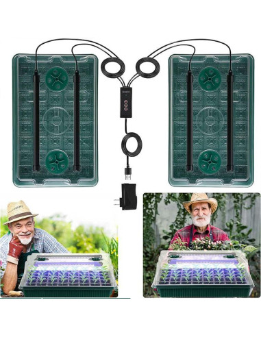 Bandeja de Inicio de Semillas SZSJA con Luz de Crecimiento 80 Celdas