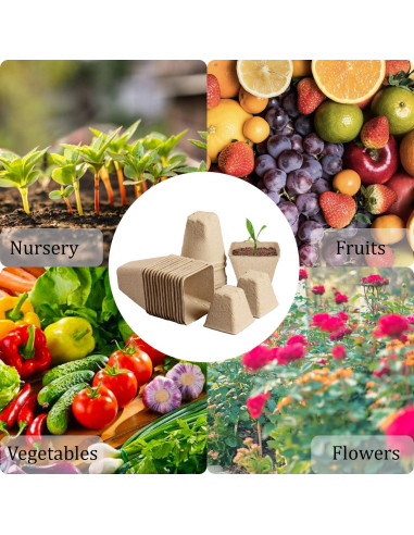 Kit de Macetas de Turba BEIGEMEI 120 Piezas Biodegradables