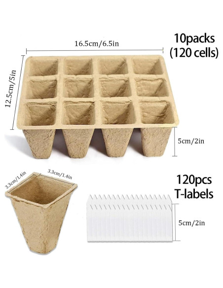 Kit de Macetas de Turba BEIGEMEI 120 Piezas Biodegradables