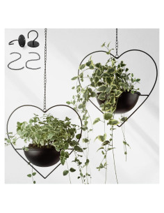 Soporte de Planta Colgante Hajia Corazón 2 Pack Metal Negro 33x32cm