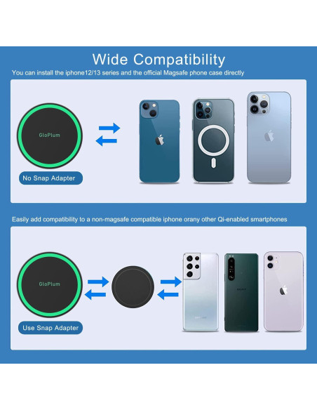 Soporte Carga Inalámbrica Magnético Gloplum para iPhone 15/14/13