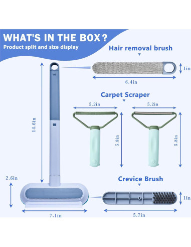 Removedor de Pelo de Mascotas Blanlody 4 en 1 Reutilizable Azul