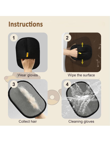 Guantes Quitapelos para Mascotas Genérico Doble Cara 2 Piezas