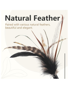 Varita de Juguete para Gatos SONGWAY con 4 Plumas Naturales 2